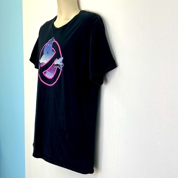 Mad Engine - Ghostbusters Hot Pink Logo Black Shirt Sleeve T Shirt Size Large - Picture 5 of 9